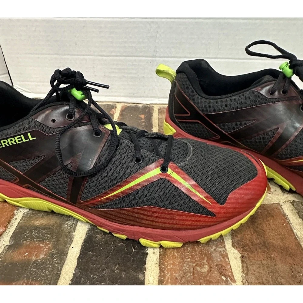 Merrell MQM Trail Running Shoes Black Red Yellow Lace Up Sneakers Men's 14